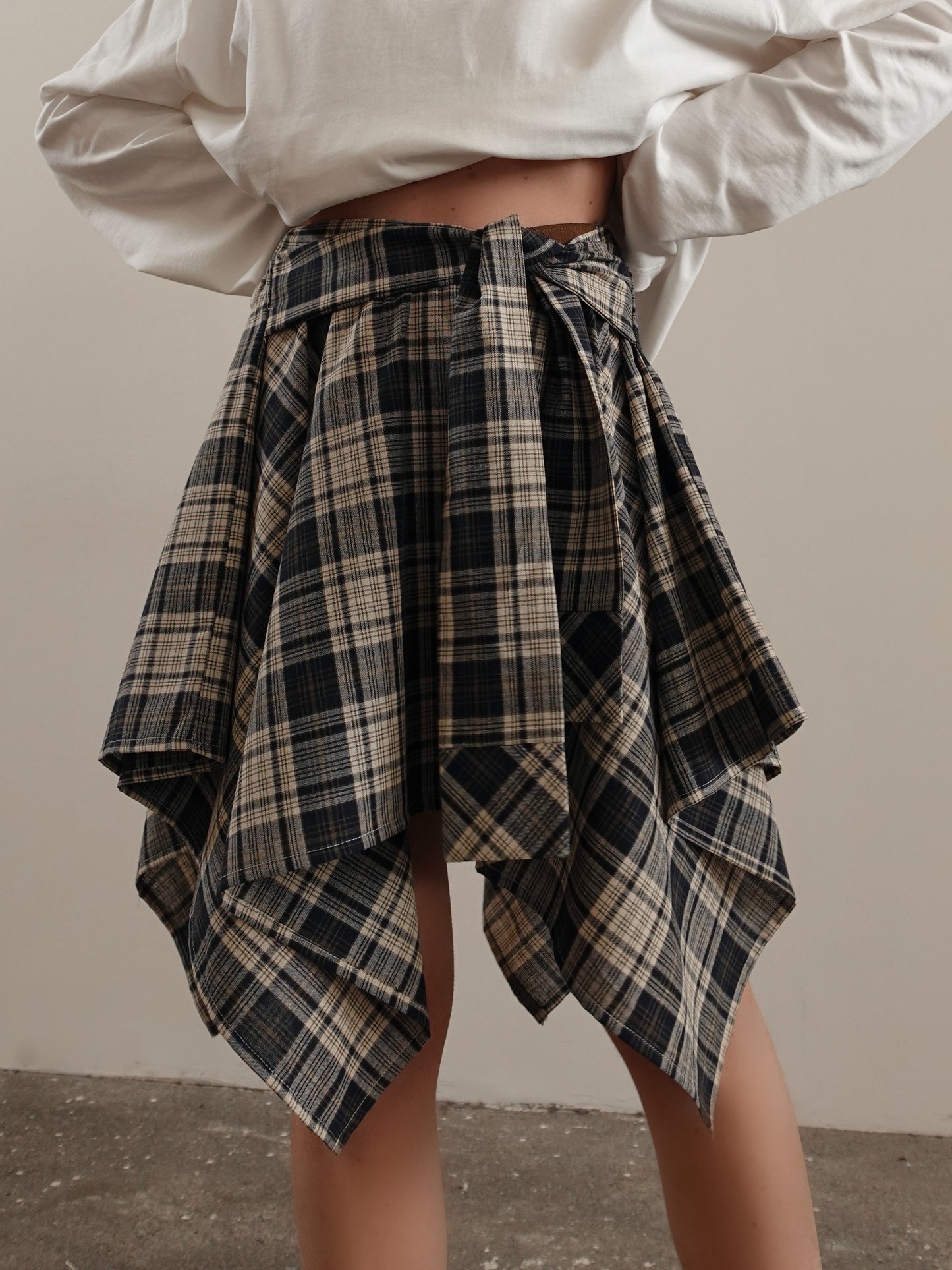 GONNA EFFETTO CAMICIA A QUADRI - BEIGE/BLU 5673