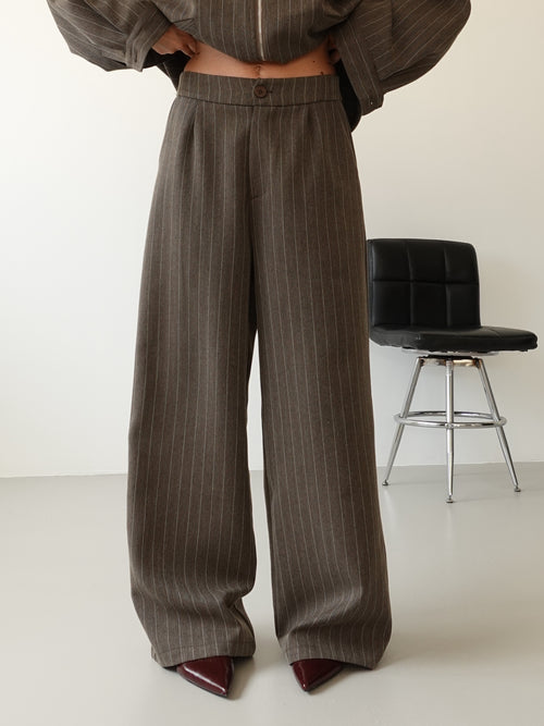 PANTALONI GESSATI WIDE LEG - FANGO 9031