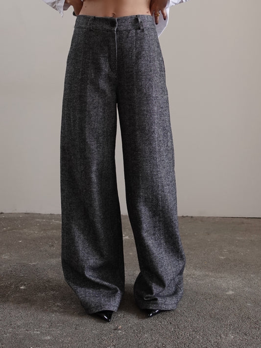 PANTALONI SPIGATI A PALAZZO - GRIGIO 25165