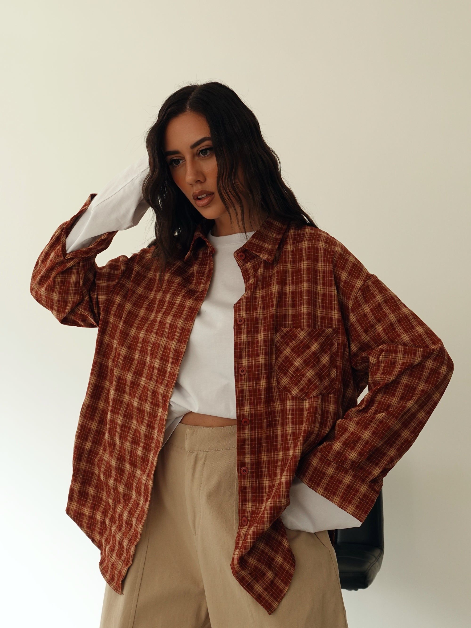 CAMICIA A QUADRI IN COTONE - COCCIO/BEIGE 17310