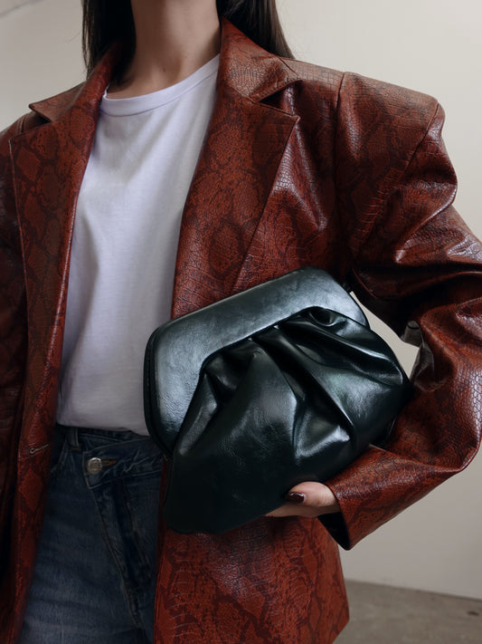 CLUTCH SELENE IN ECOPELLE - VERDE BOTTIGLIA 2151