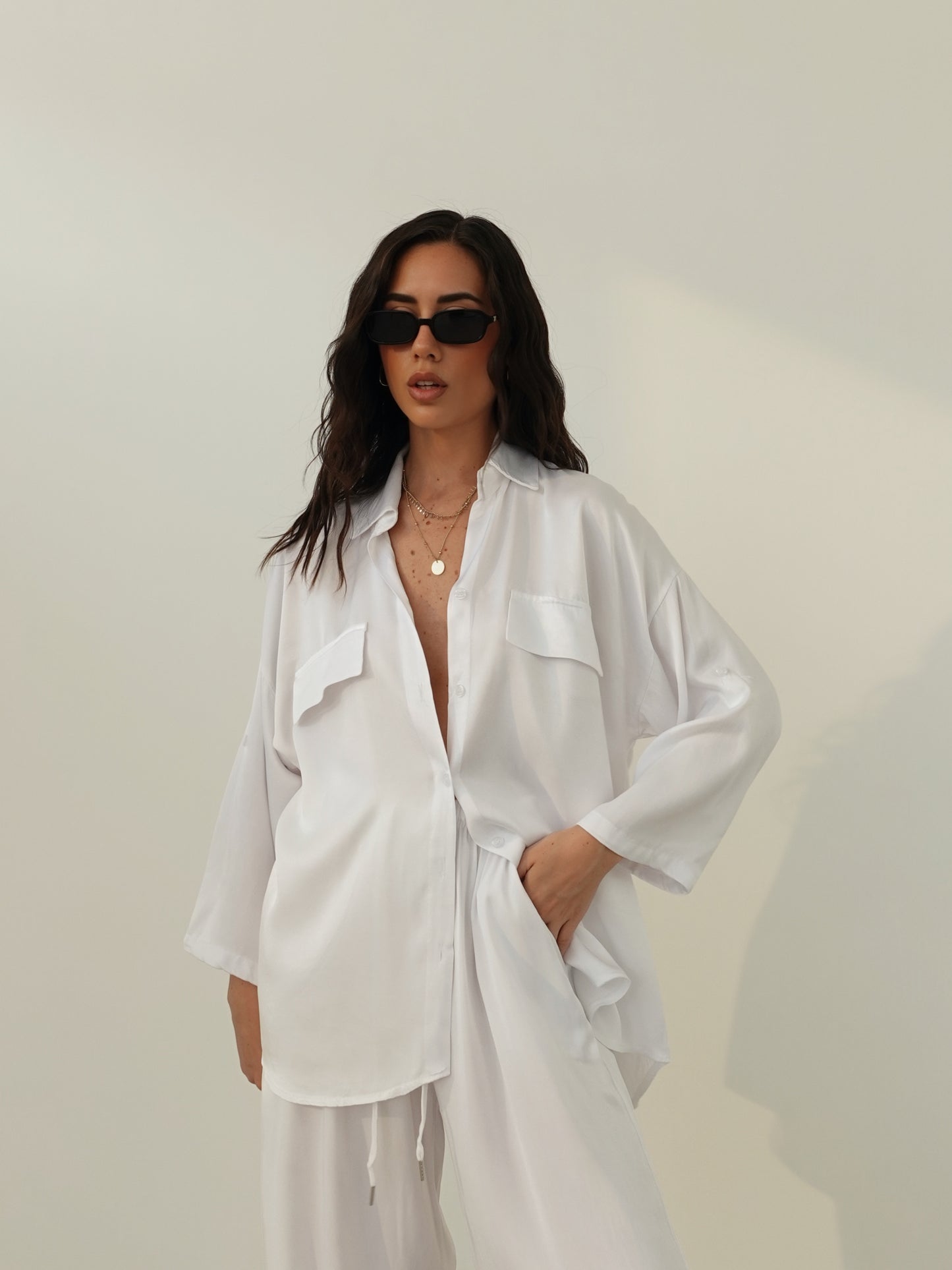 CAMICIA SATIN - BIANCO 24512