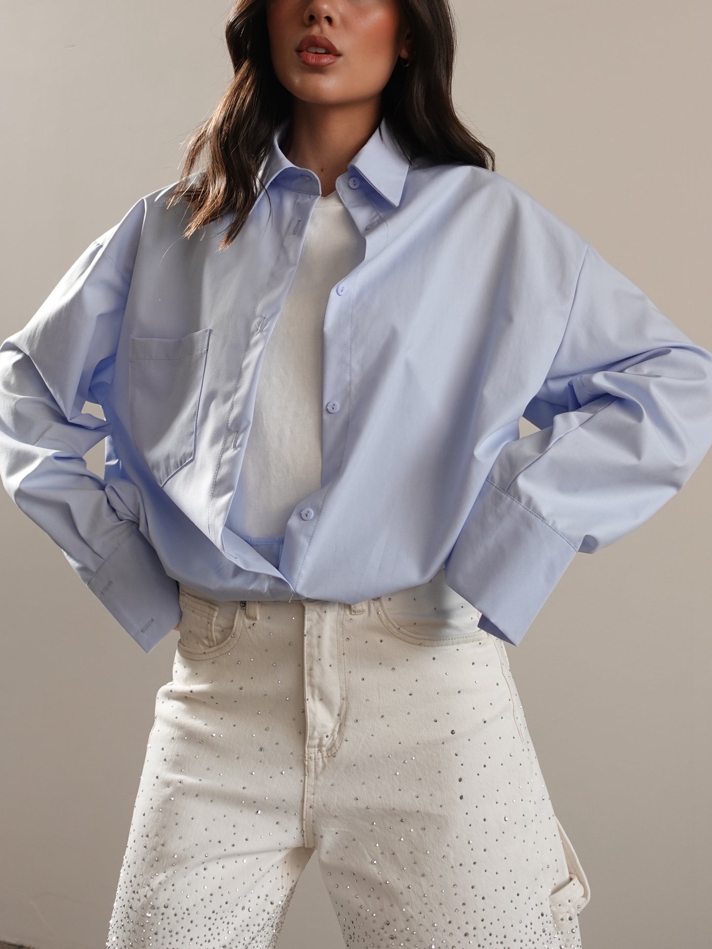 CAMICIA CON CANOTTA INCORPORATA - AZZURRO 24578