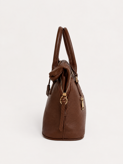 BAULETTO STRUTTURATO CON DOPPIO MANICO - MARRONE