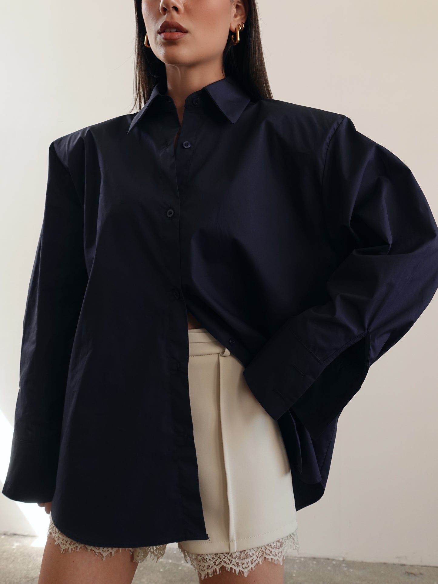 CAMICIA IN COTONE CON SPALLINE - BLU 1911
