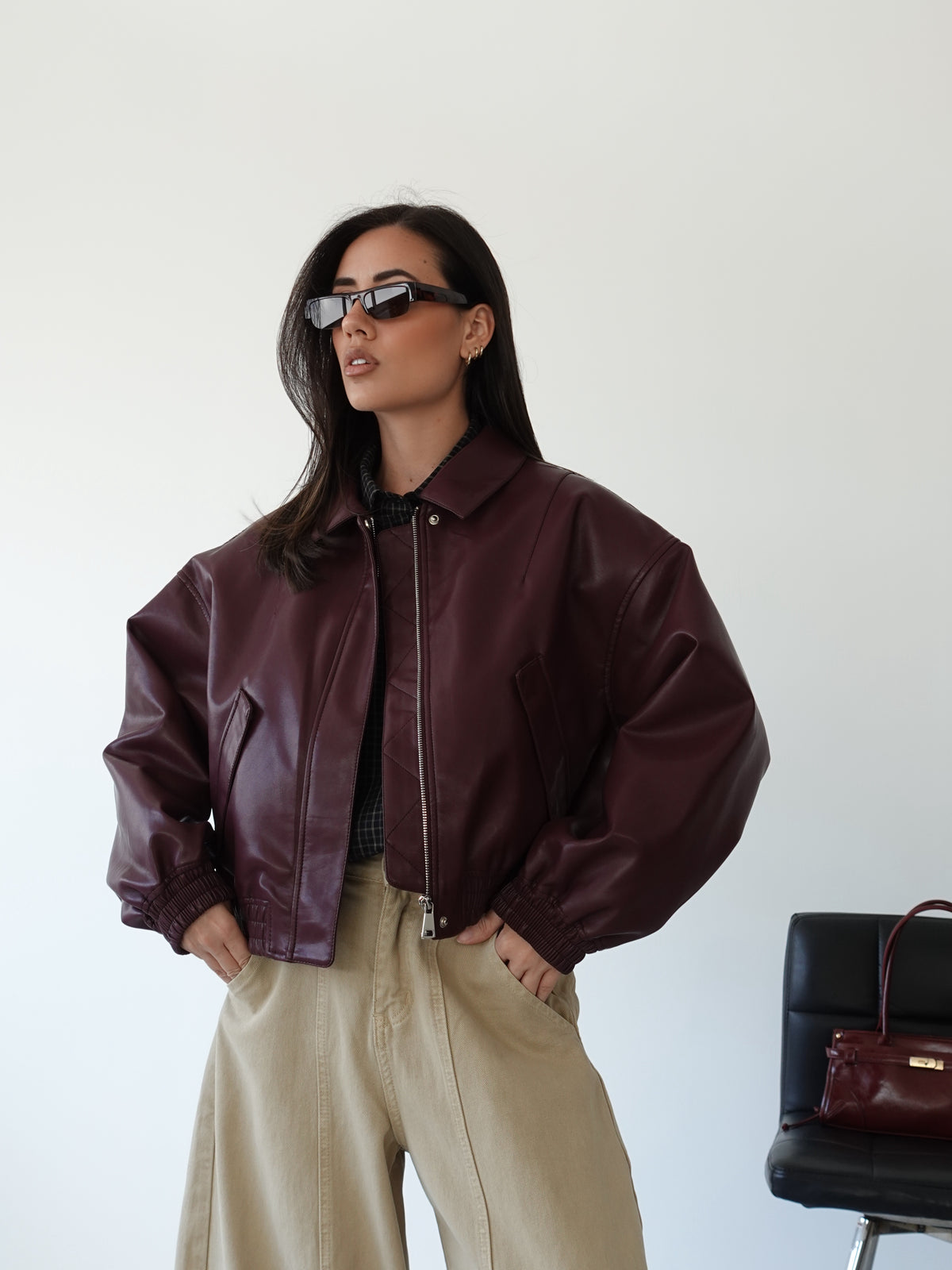 GIACCA IN ECOPELLE H143 - BURGUNDY 8936