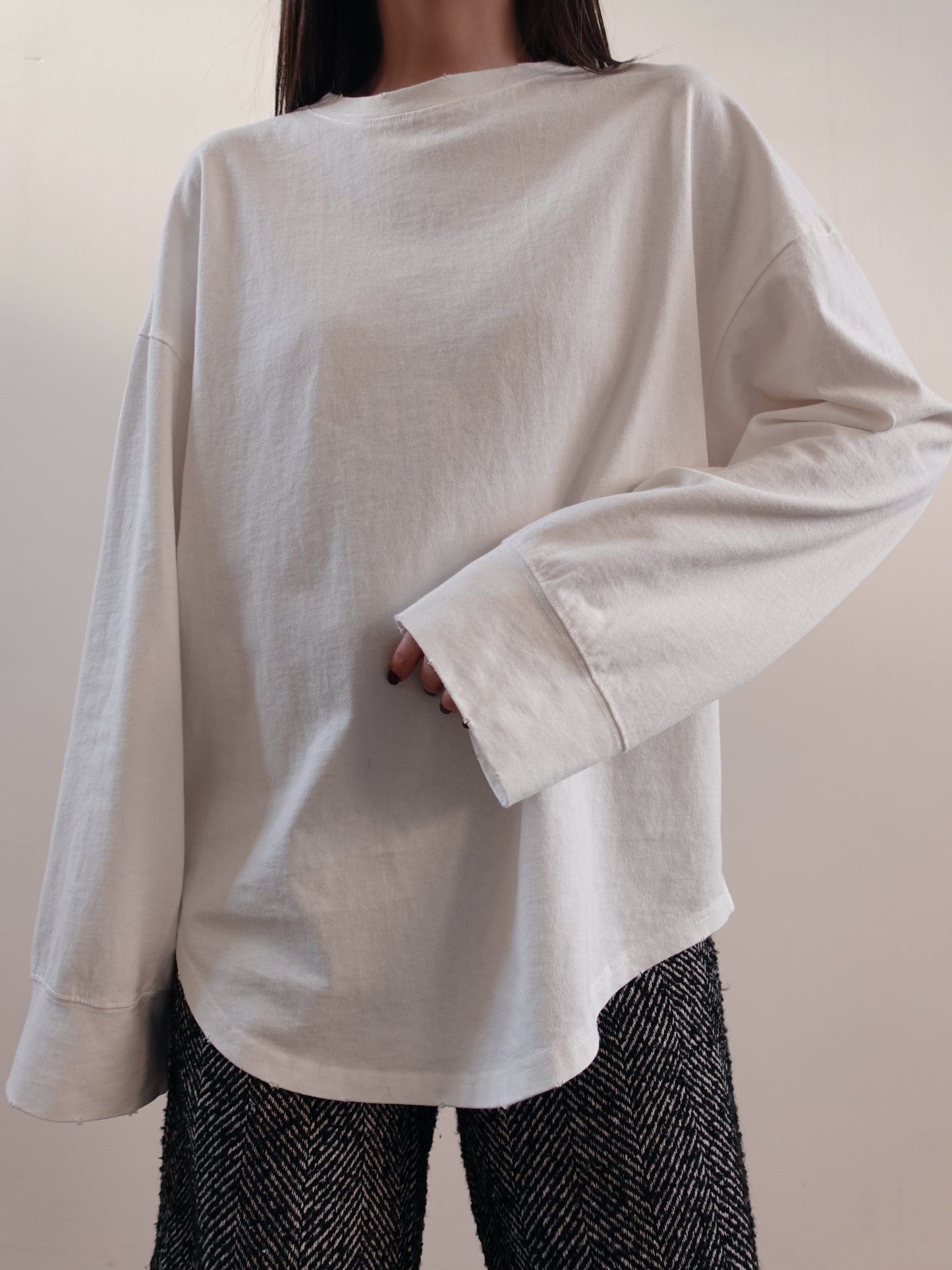 OVERSIZED LONG SLEEVE T-SHIRT - BIANCO 5187