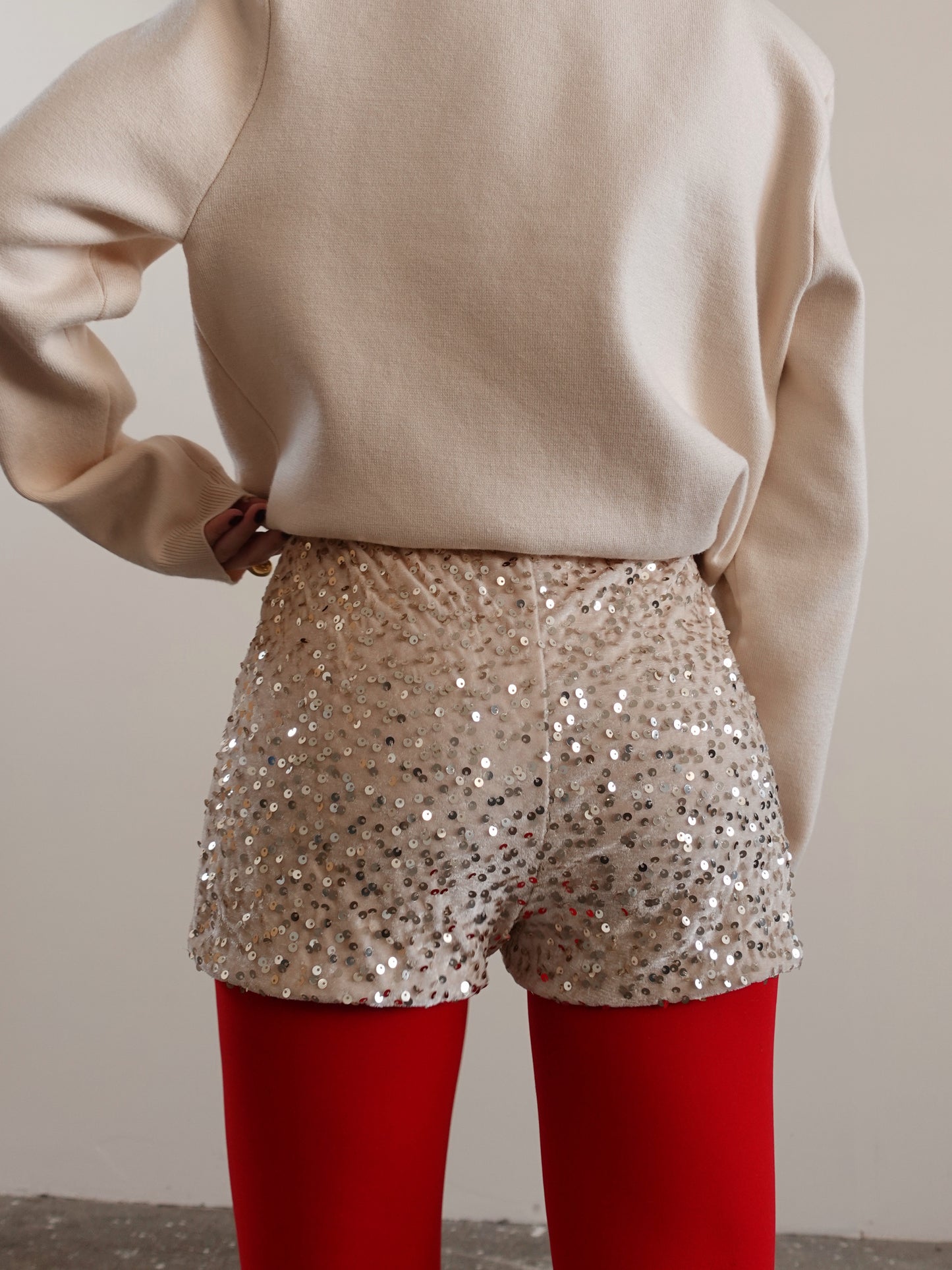 CULOTTE IN CINIGLIA CON PAILLETTES - CREMA 27710