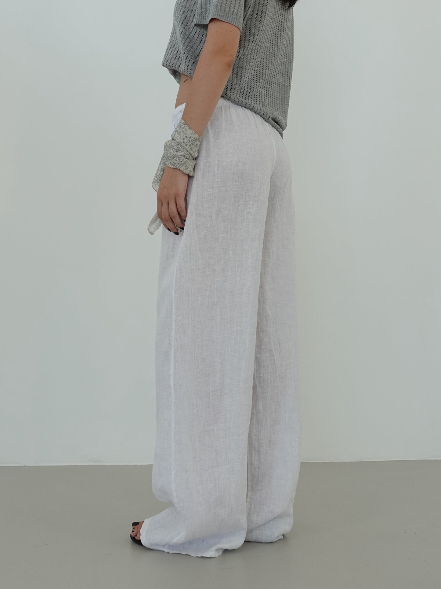 PANTALACCIO 100% LINO - BIANCO 24205