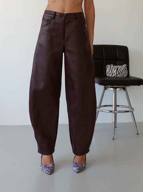 PANTALONI BALLOON IN ECOPELLE - WINE 26500