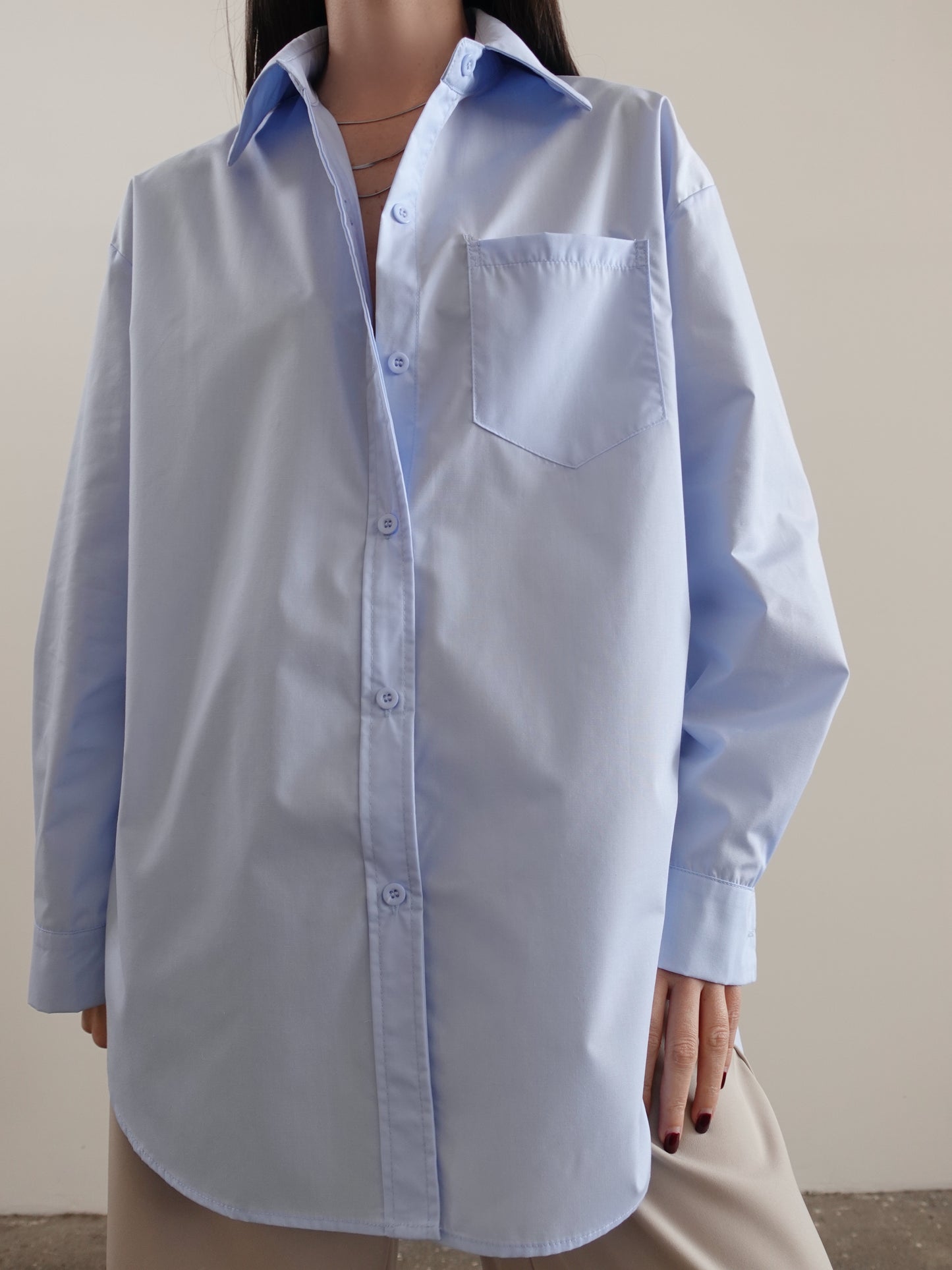 CAMICIA LUNGA IN COTONE - AZZURRO 0621