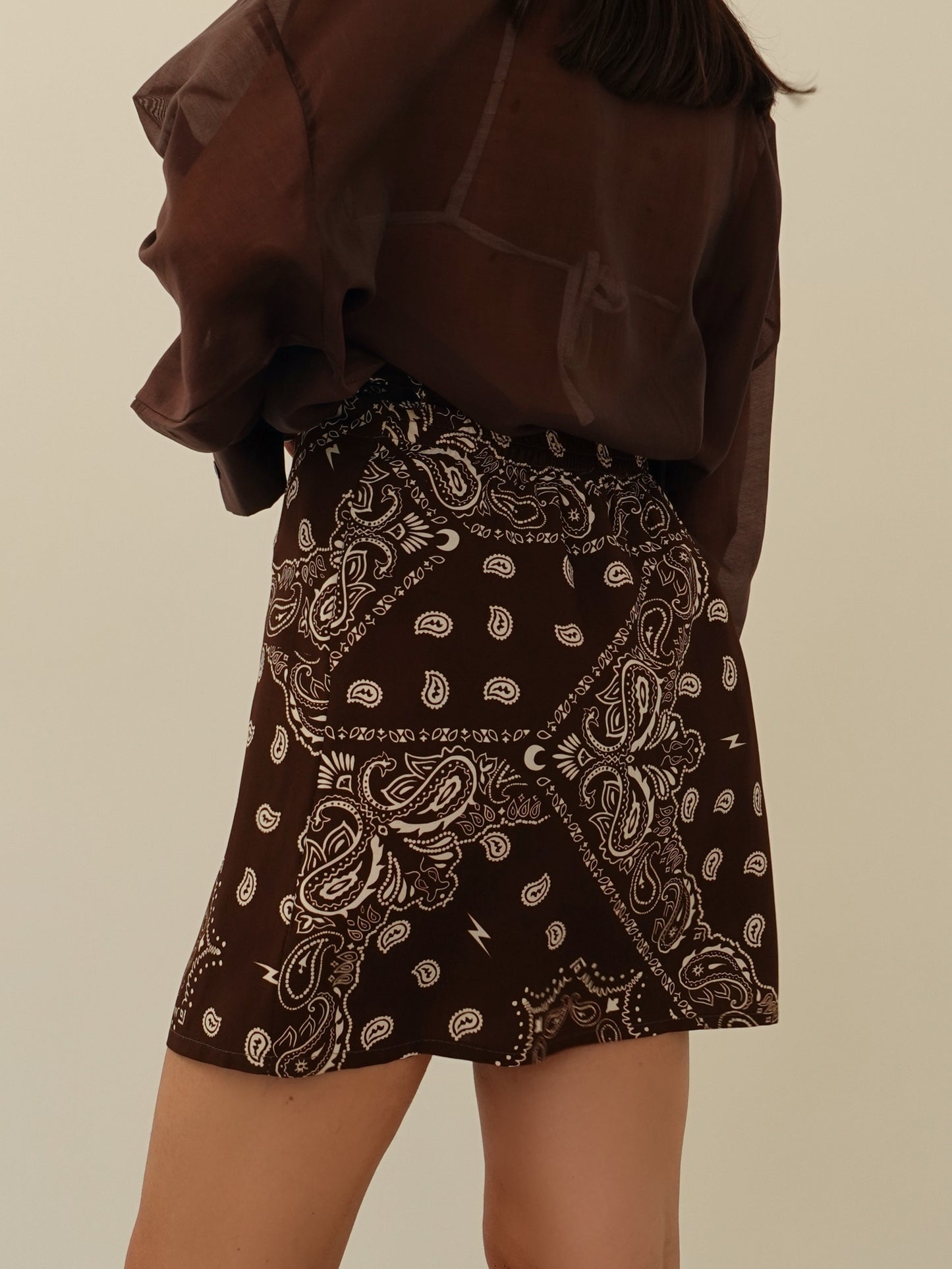 MINIGONNA BANDANA A PORTAFOGLIO - MARRONE 714388