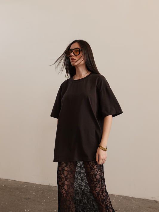 T-SHIRT OVER IN COTONE - CIOCCOLATO 30125