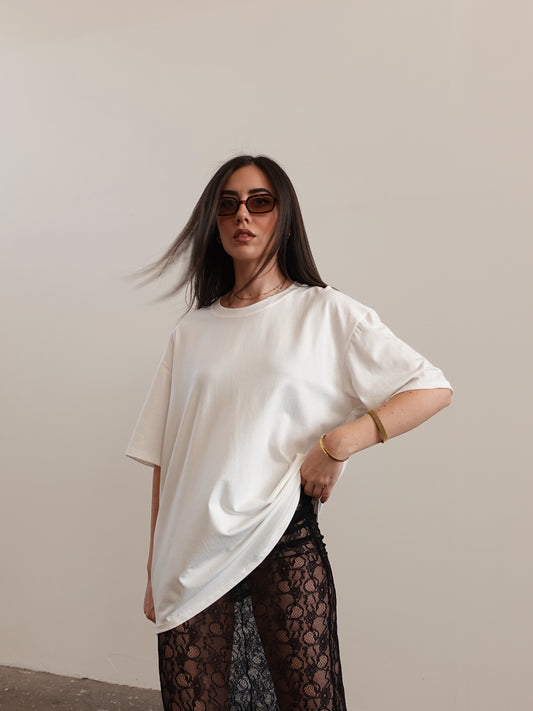 T-SHIRT OVER IN COTONE - BIANCO 30125