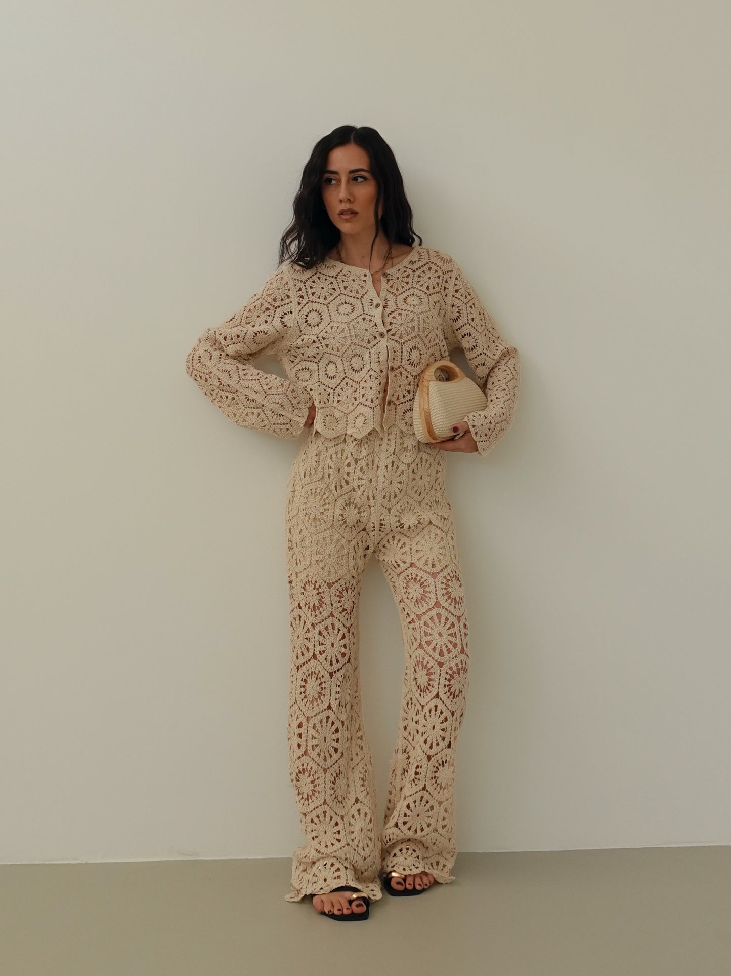PANTALONI CROCHET BALI - BEIGE 28051