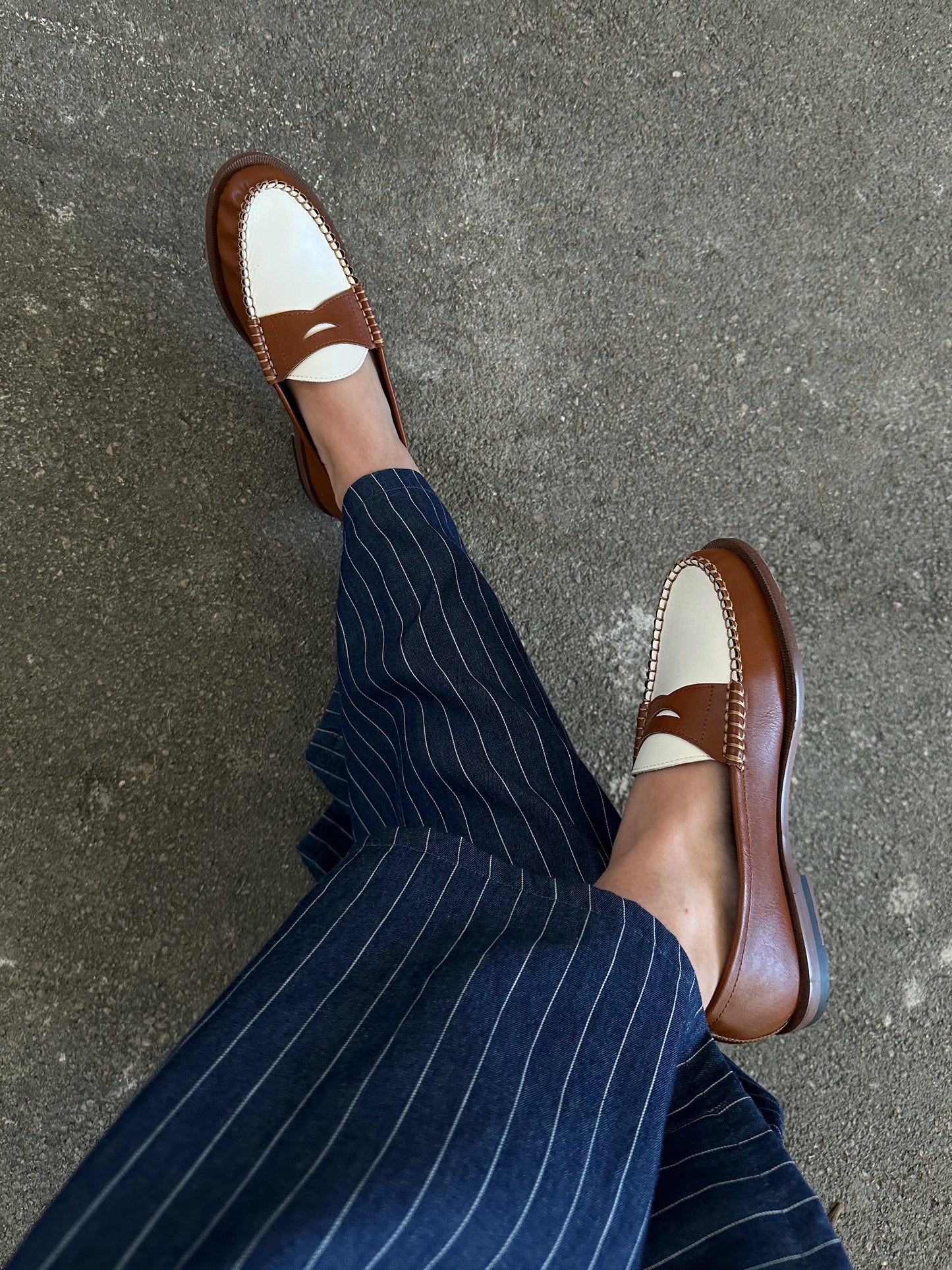 MOCASSINI BICOLOR - CUOIO/PANNA 5155