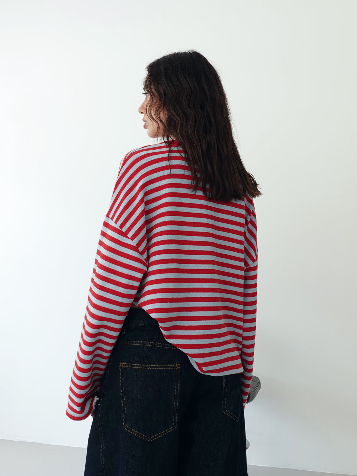 LONG-SLEEVE A RIGHE - AZZURRO/ROSSO F1109