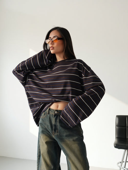 LONG-SLEEVE A RIGHE LUMINA - BLU LD6221