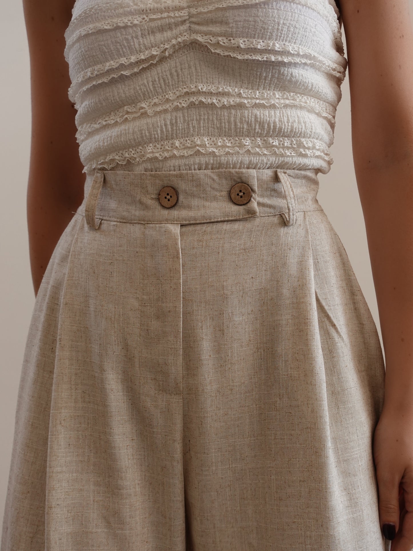 PANTALONI MISTO LINO/VISCOSA - BEIGE 5845