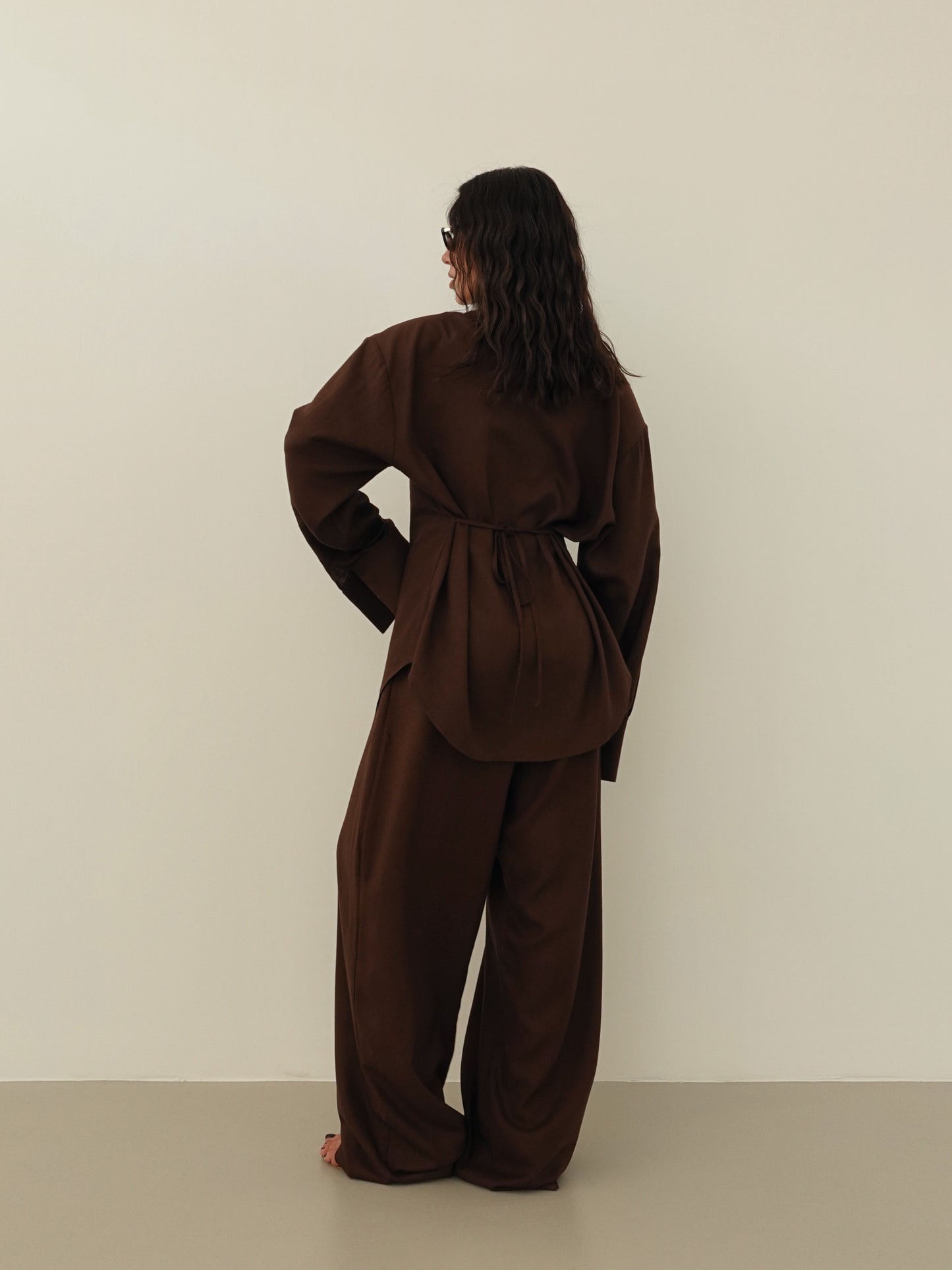 COORDINATO MISTO LINO CON SPALLINE - MARRONE 1965/12680