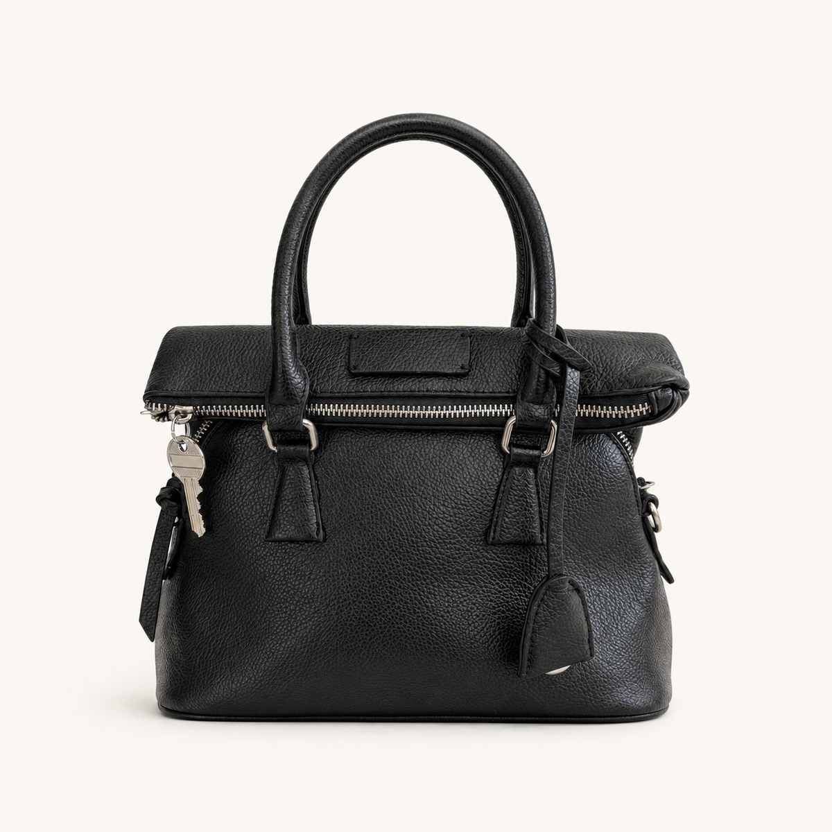 BAULETTO STRUTTURATO CON DOPPIO MANICO - NERO
