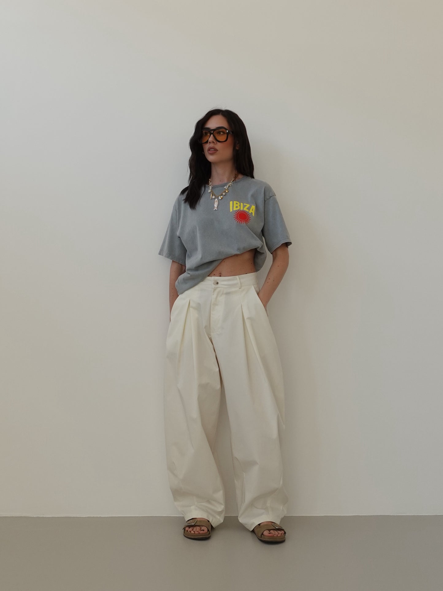 PANTALONI BALLOON 100% COTONE - PANNA 12651
