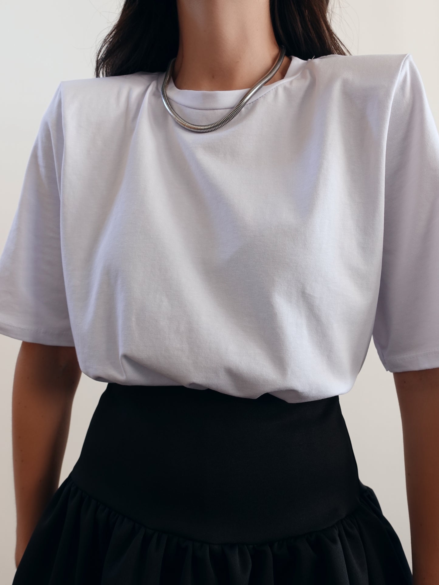 T-SHIRT BASIC CON SPALLINE - BIANCO 93755