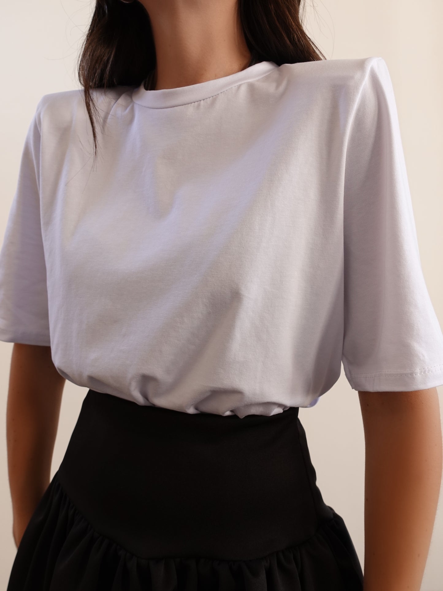 T-SHIRT BASIC CON SPALLINE - BIANCO 93755
