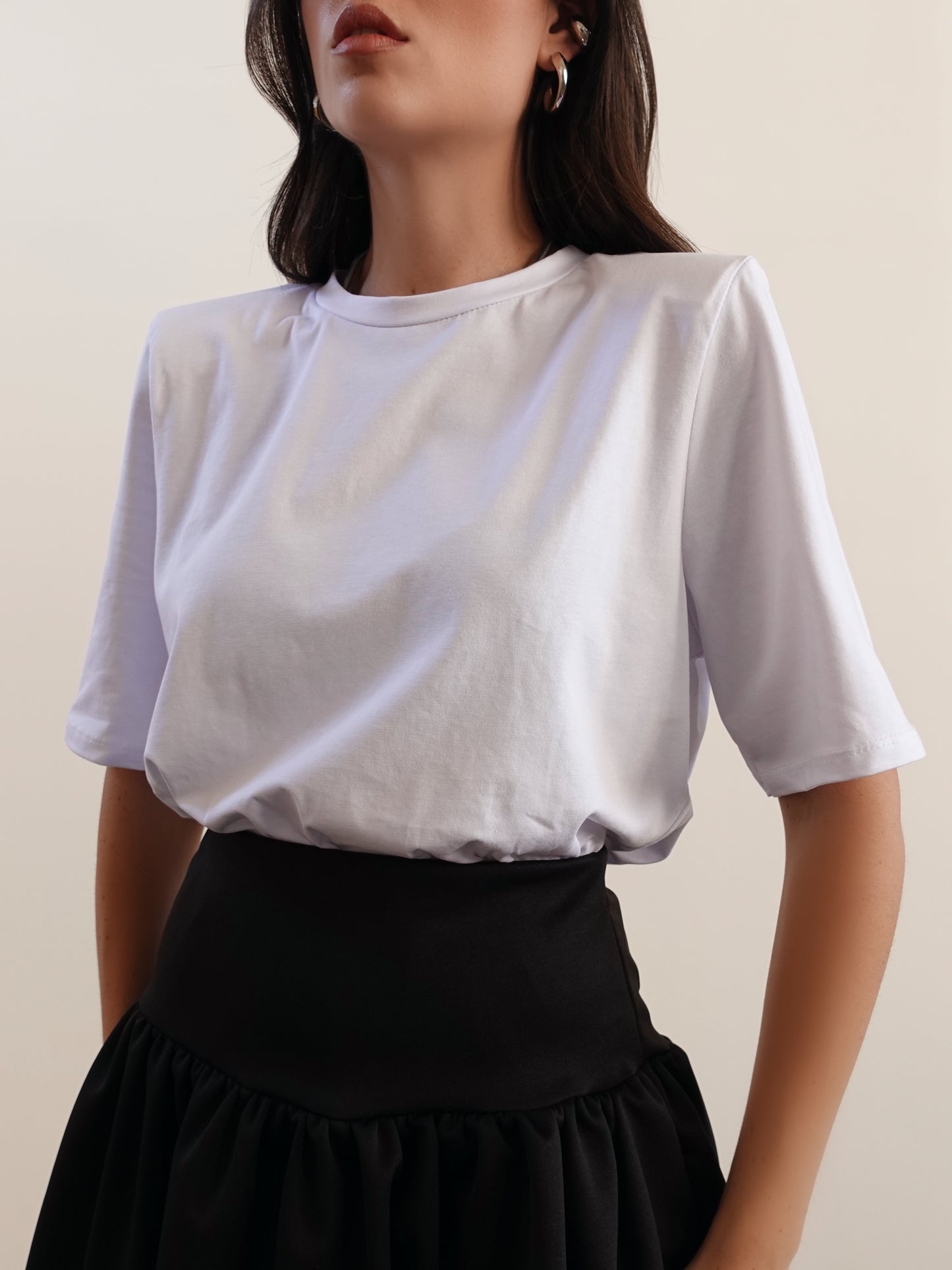 T-SHIRT BASIC CON SPALLINE - BIANCO 93755