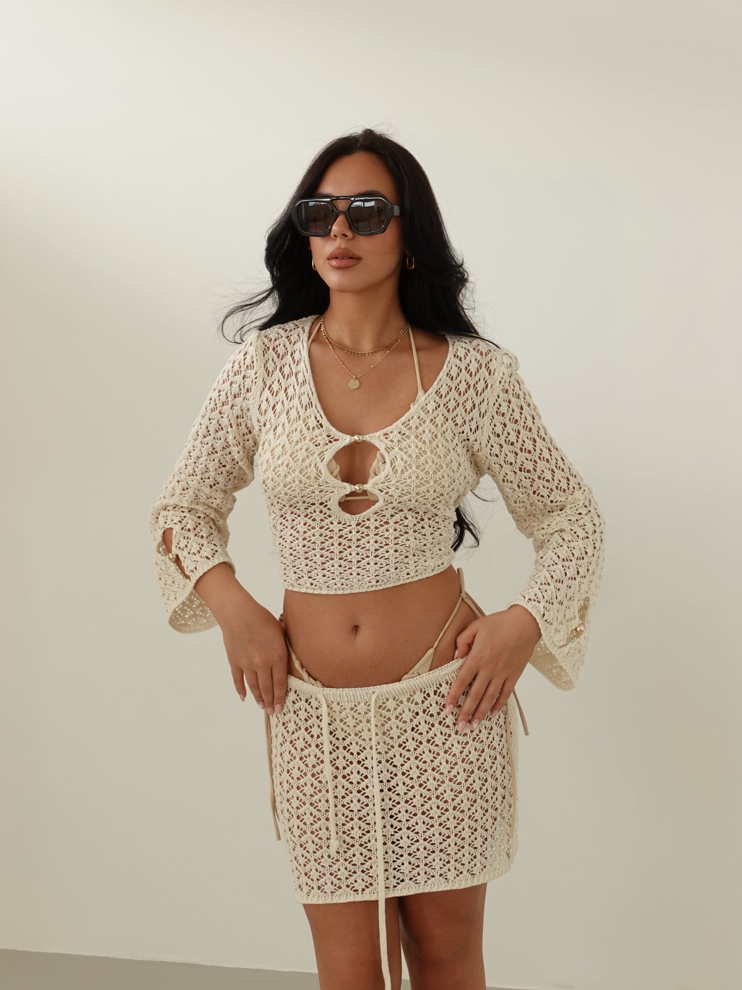 COORDINATO TRAFORATO CANCUN - BURRO 3742