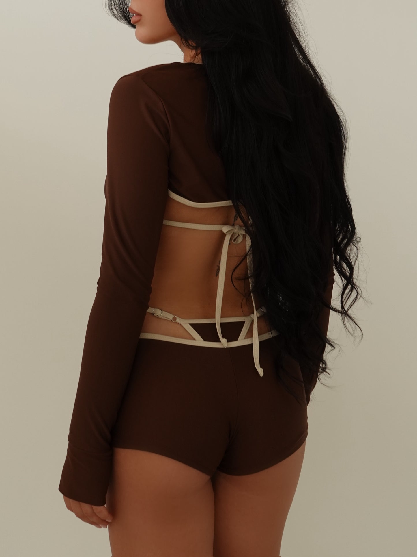 SET BEACHWEAR SPORTY - MARRONE 3341