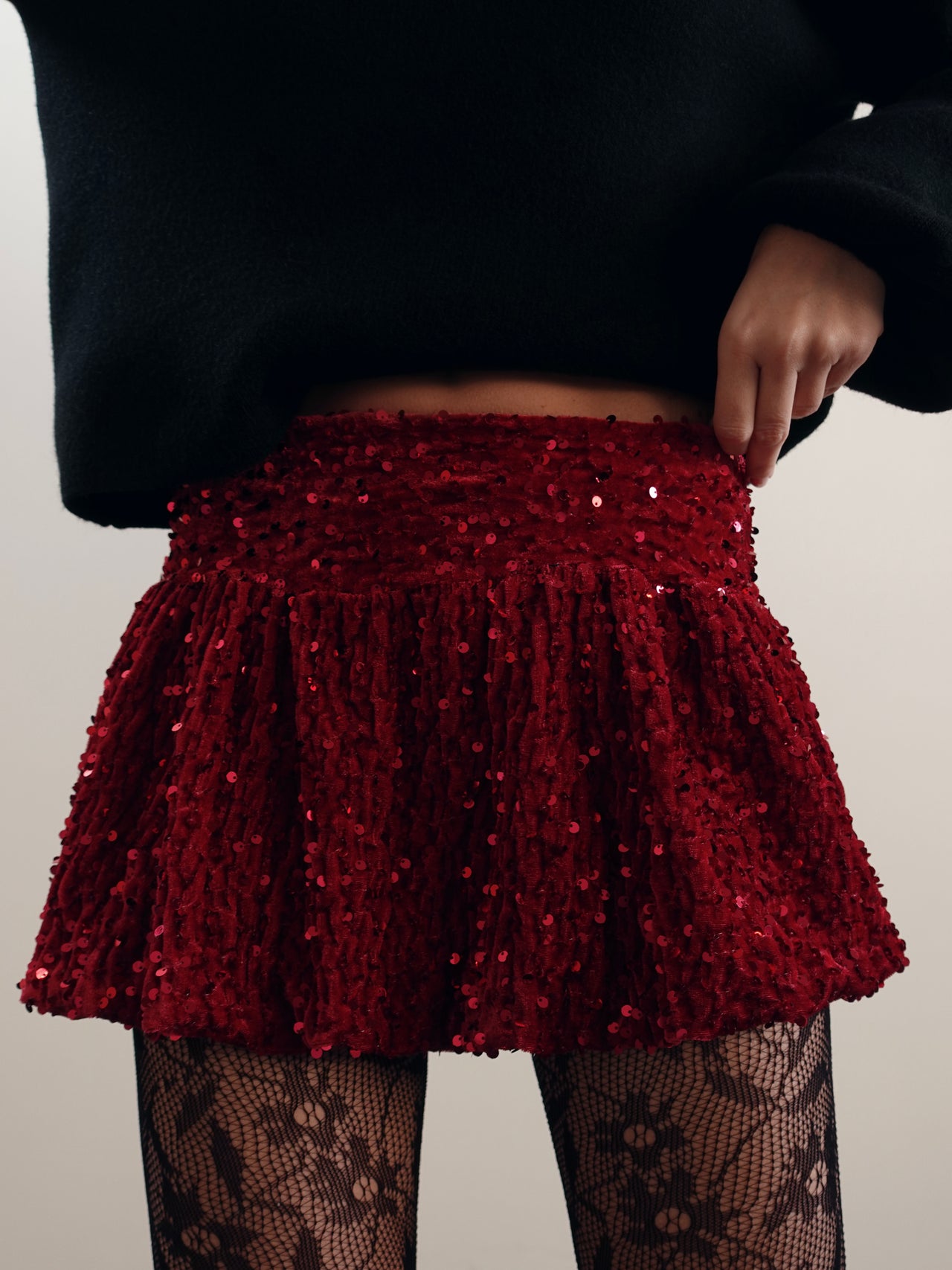 GONNA VELVET A PALLONCINO CON PAILLETTES - FRAGOLA 6683