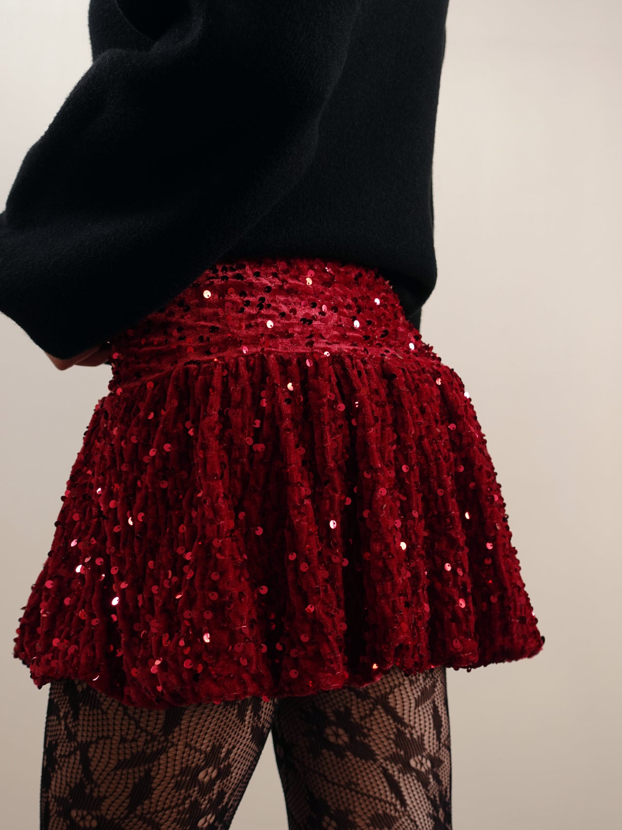 GONNA VELVET A PALLONCINO CON PAILLETTES - FRAGOLA 6683