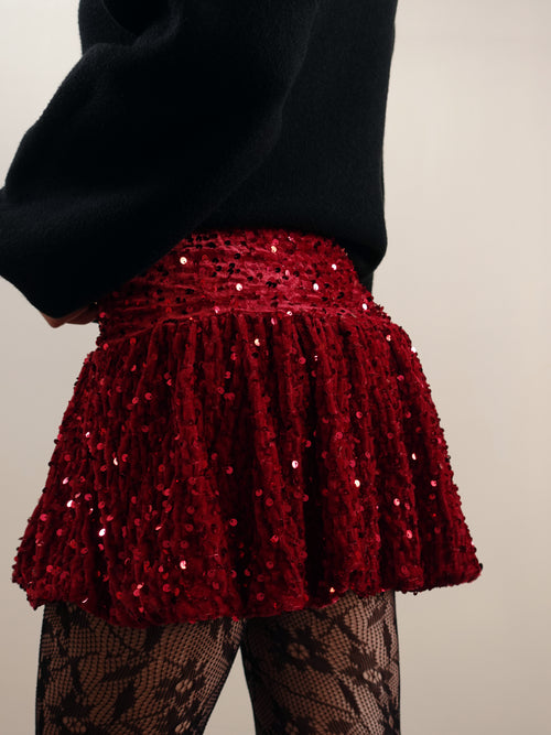 GONNA VELVET A PALLONCINO CON PAILLETTES - FRAGOLA 6683
