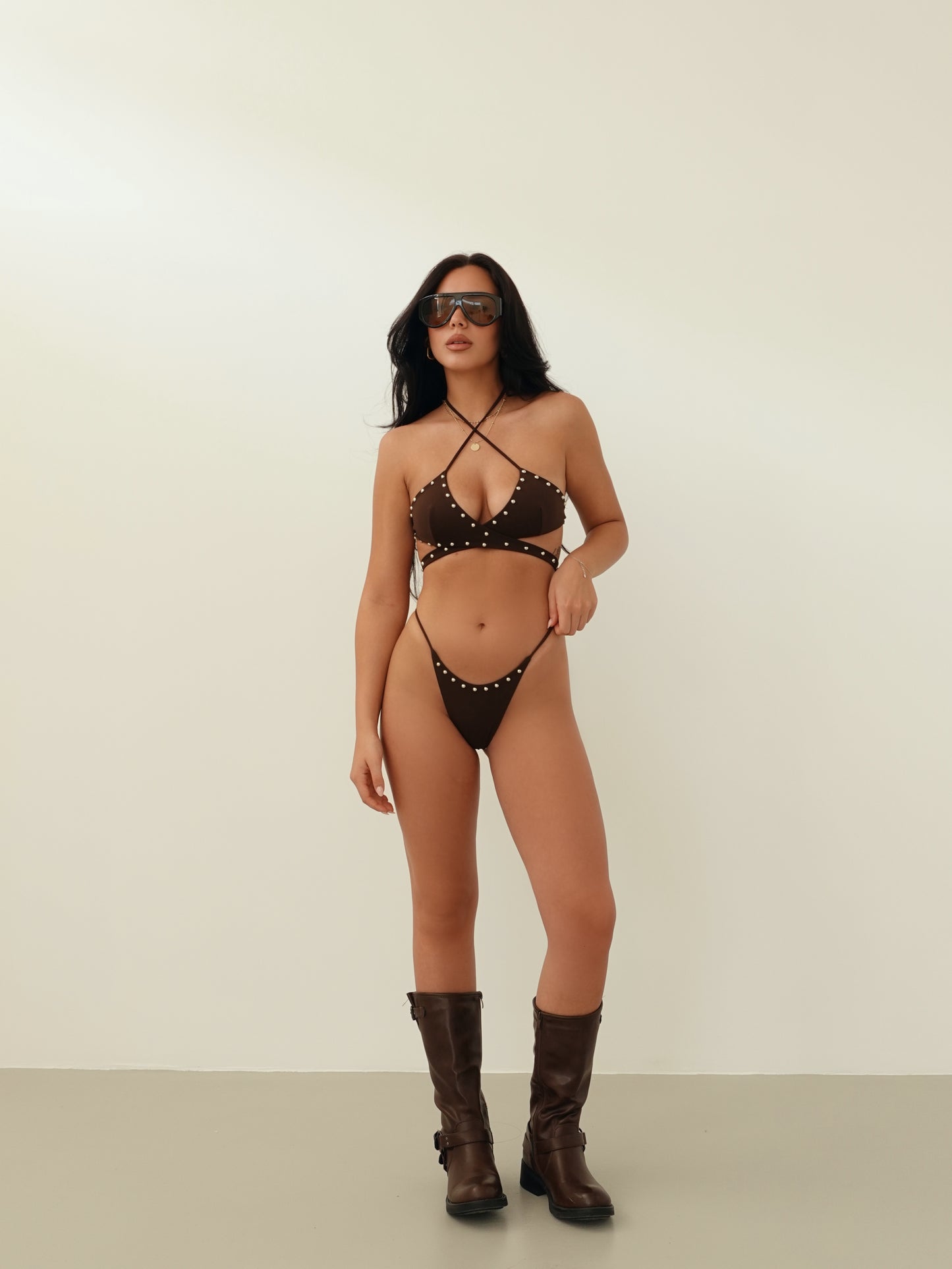 BIKINI CON BORCHIE - CIOCCOLATO 20272