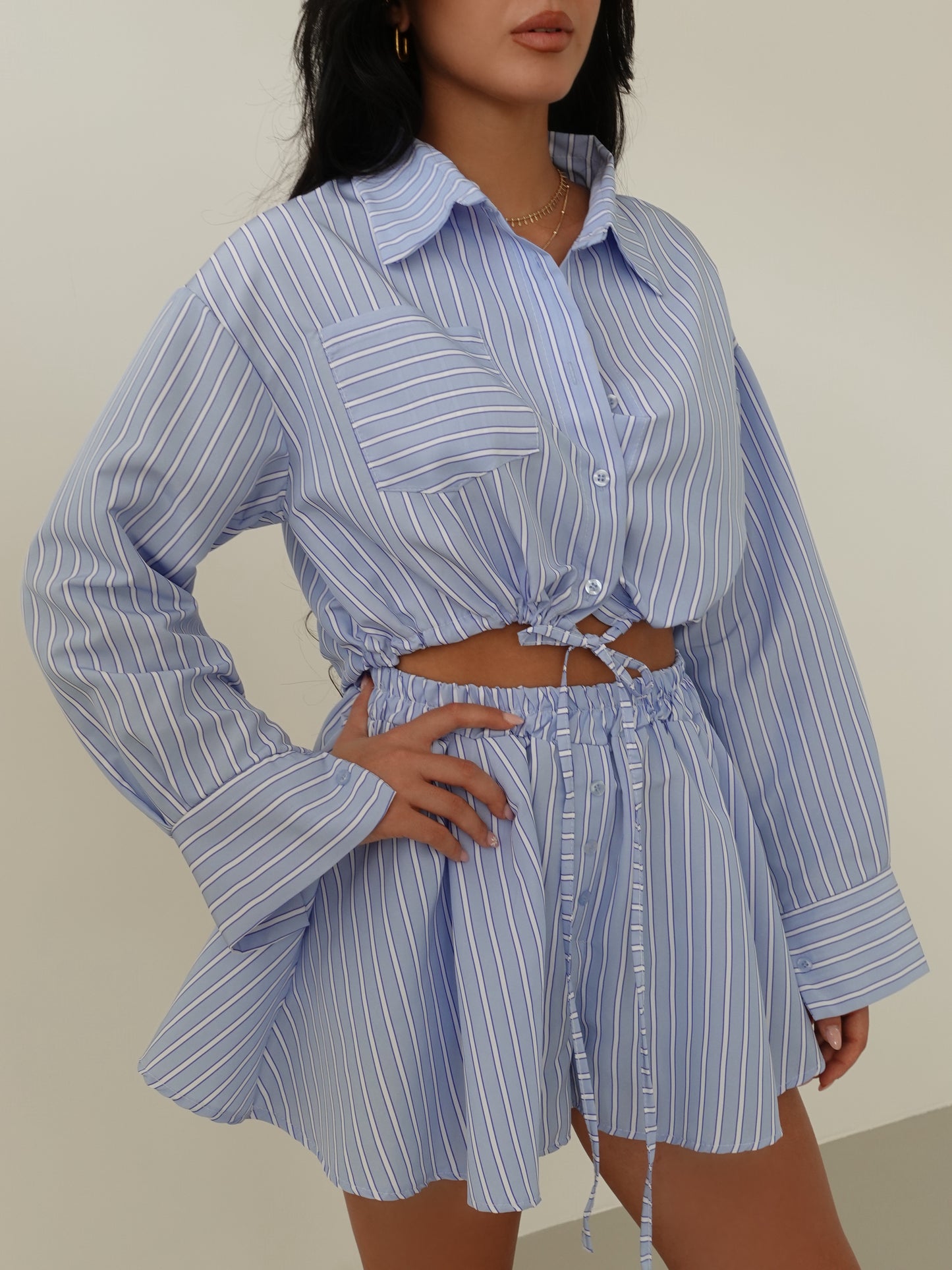 COORDINATO A RIGHE LAS PALMAS - AZZURRO 8664