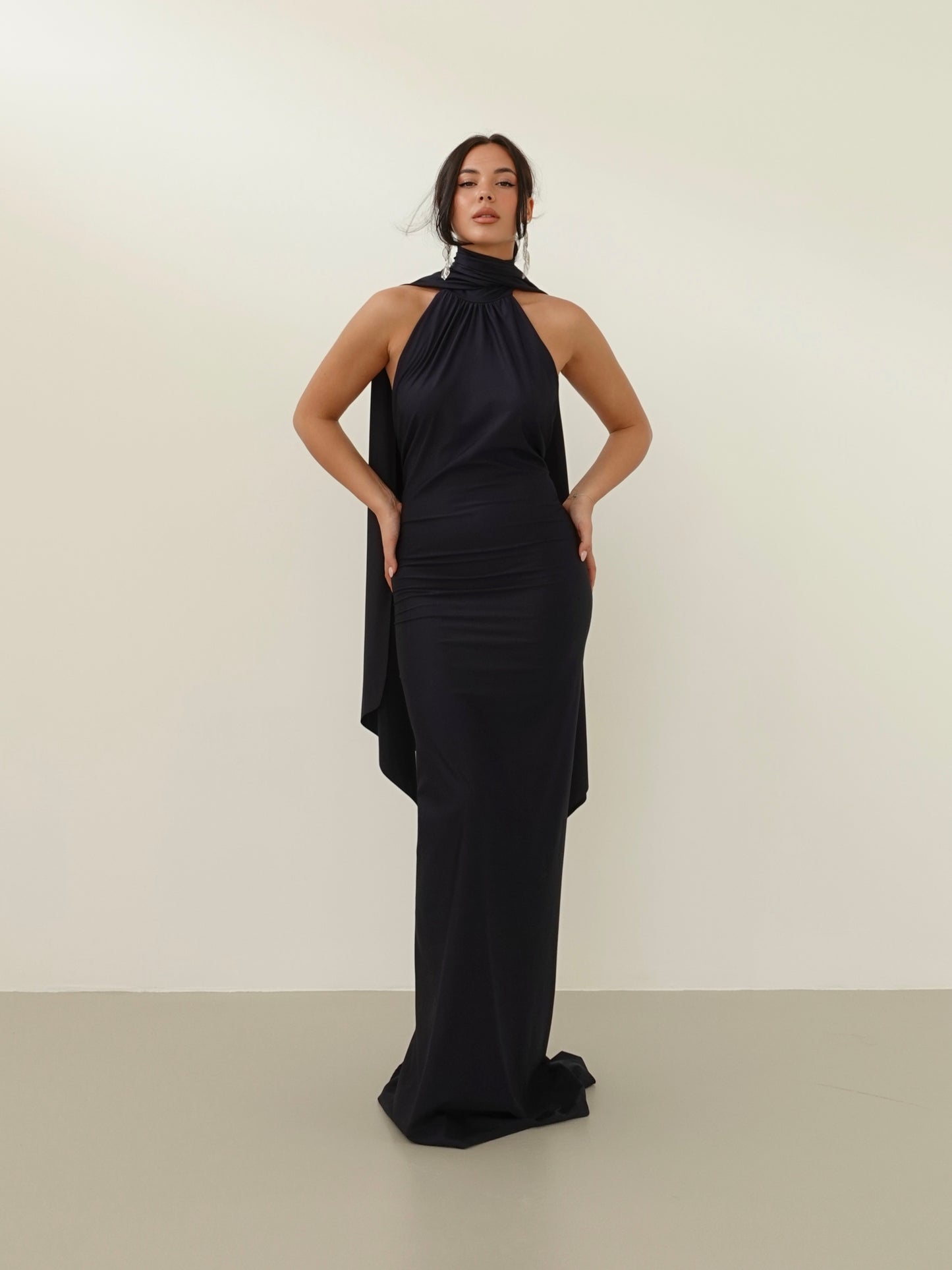 LONG DRESS SATIN PENELOPE - BLU 25605