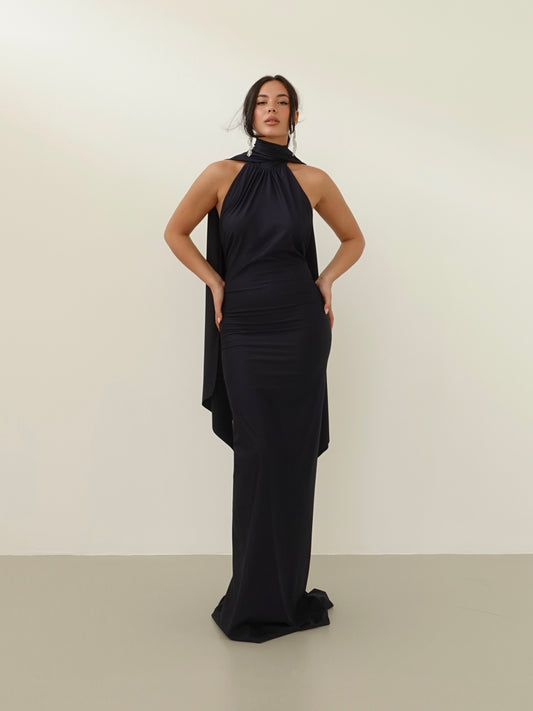LONG DRESS SATIN PENELOPE - BLU 25605