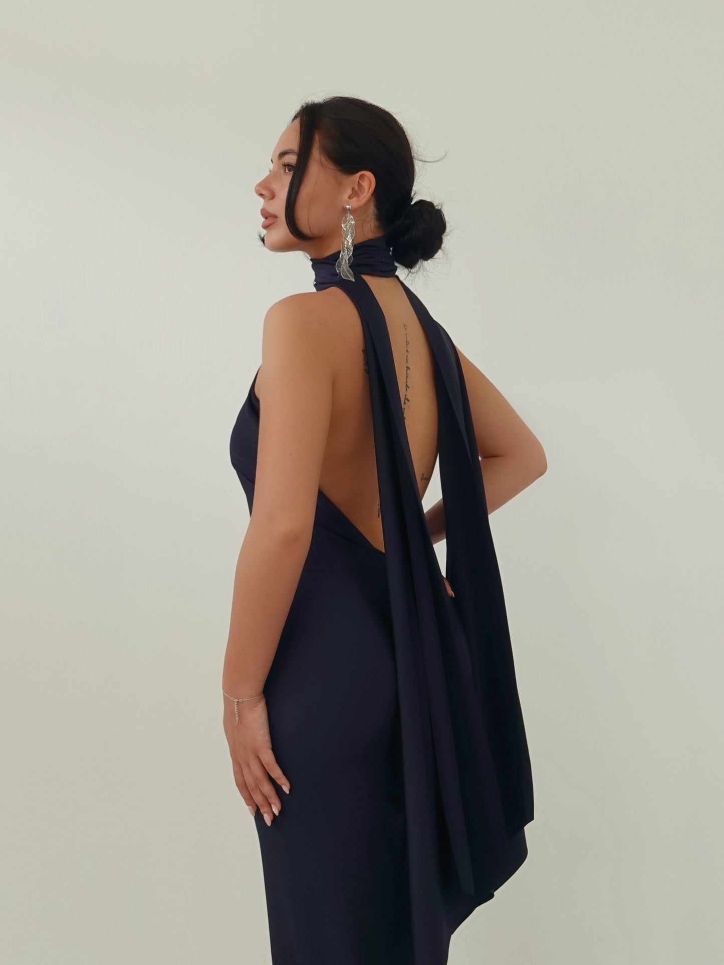 LONG DRESS SATIN PENELOPE - BLU 25605