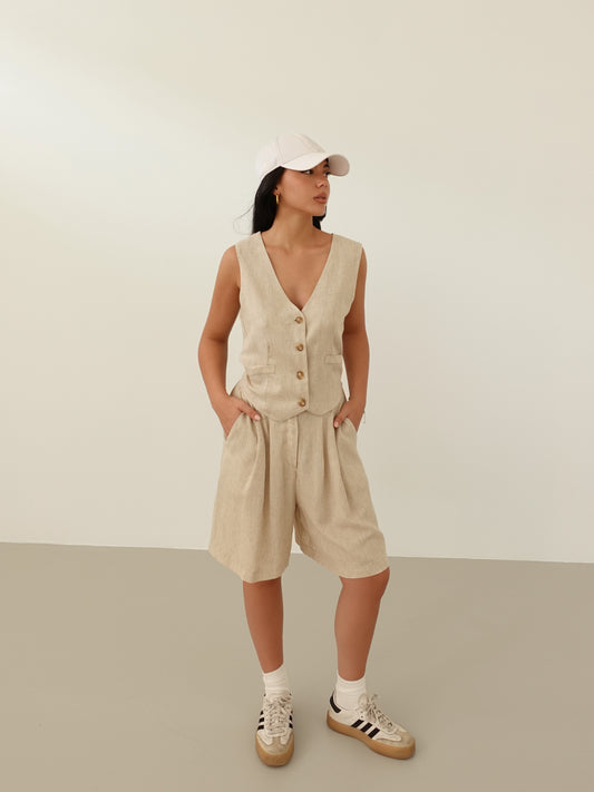 COORDINATO MICHELLE MISTO LINO - BEIGE 61557