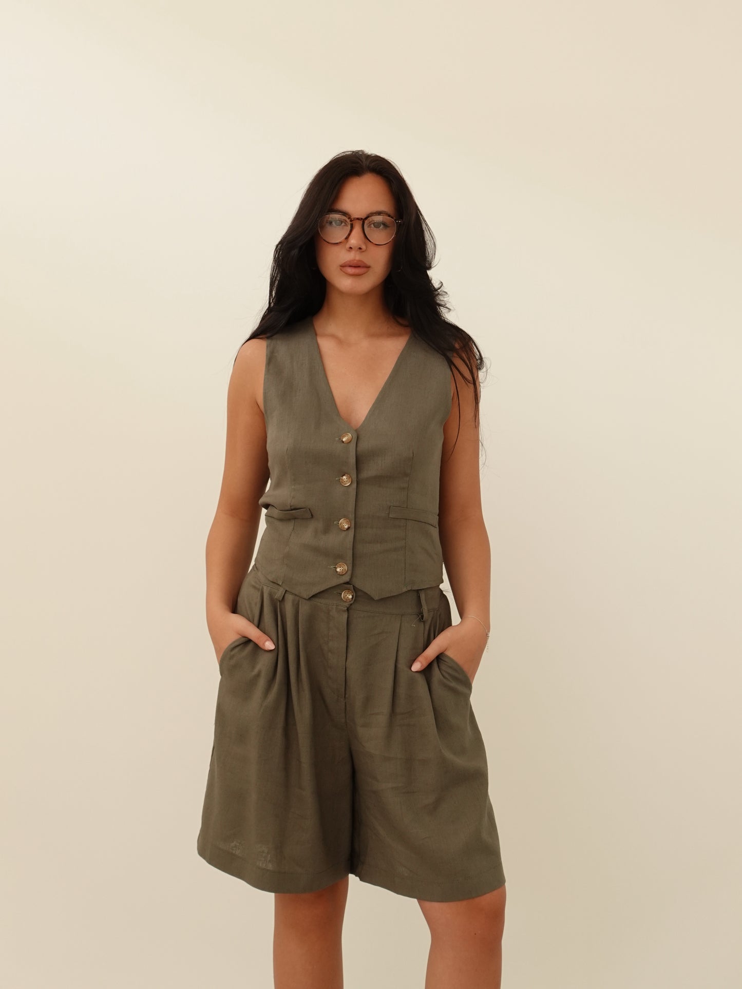 COORDINATO MICHELLE MISTO LINO - VERDE 61557