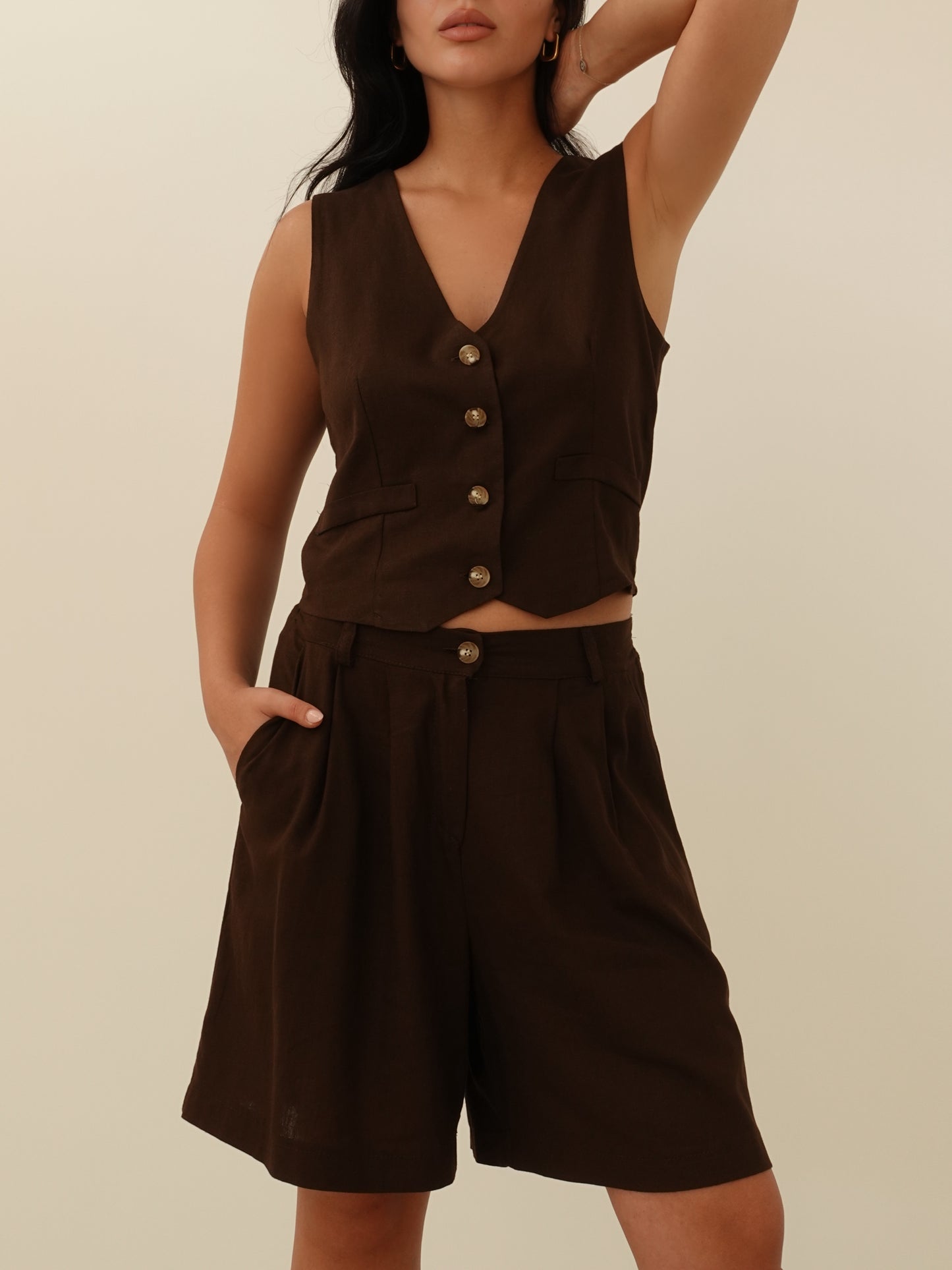 COORDINATO MICHELLE MISTO LINO - MARRONE 61557