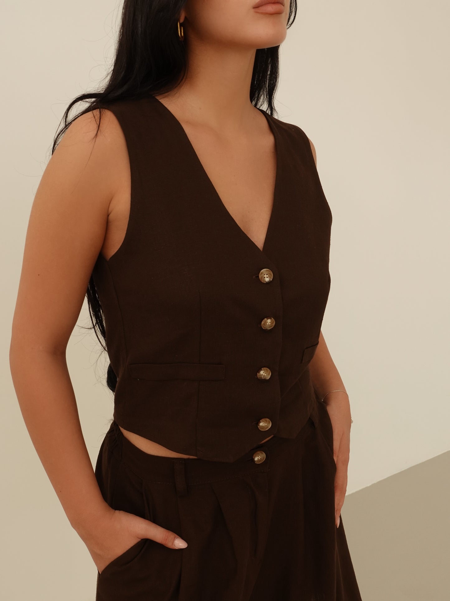 COORDINATO MICHELLE MISTO LINO - MARRONE 61557