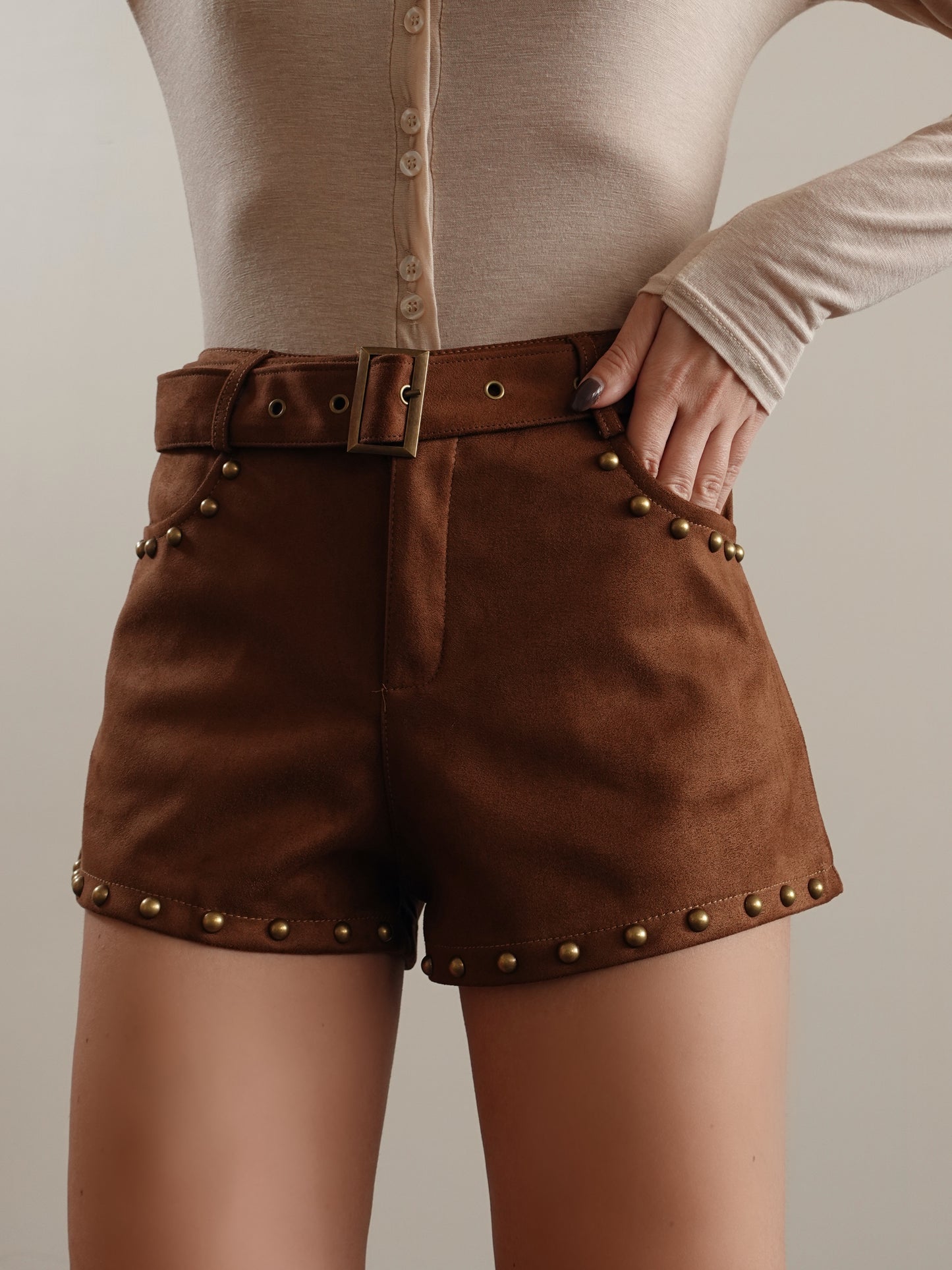 SHORTS IN ECO CAMOSCIO  EL PASO - TABACCO 19281