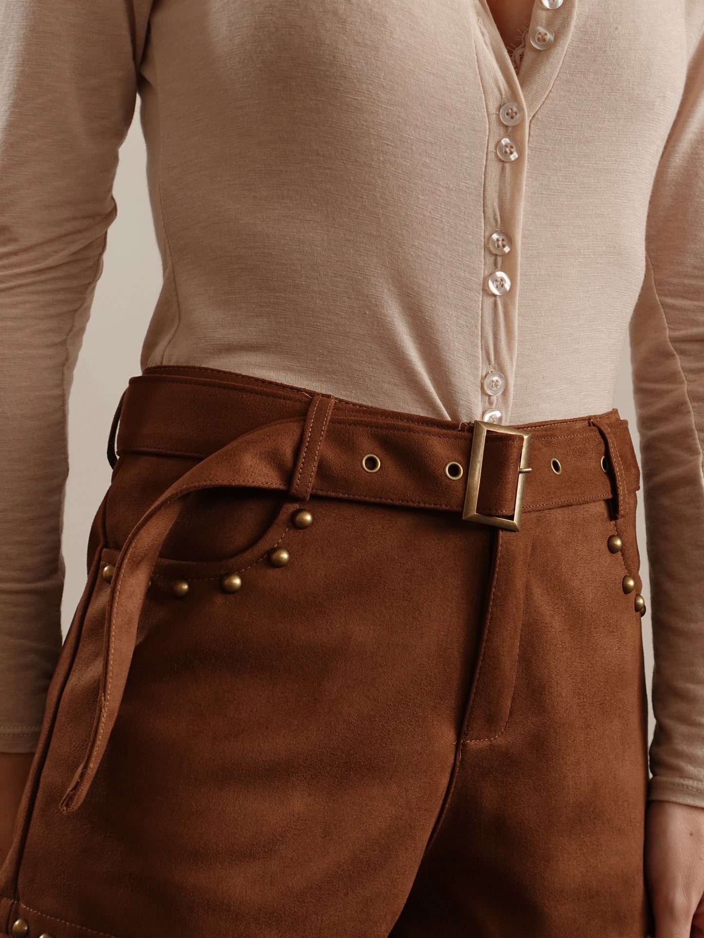 SHORTS IN ECO CAMOSCIO  EL PASO - TABACCO 19281