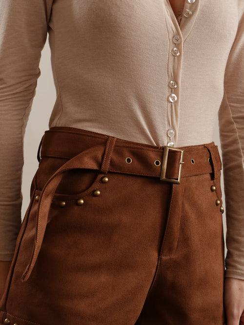 SHORTS IN ECO CAMOSCIO  EL PASO - TABACCO 19281