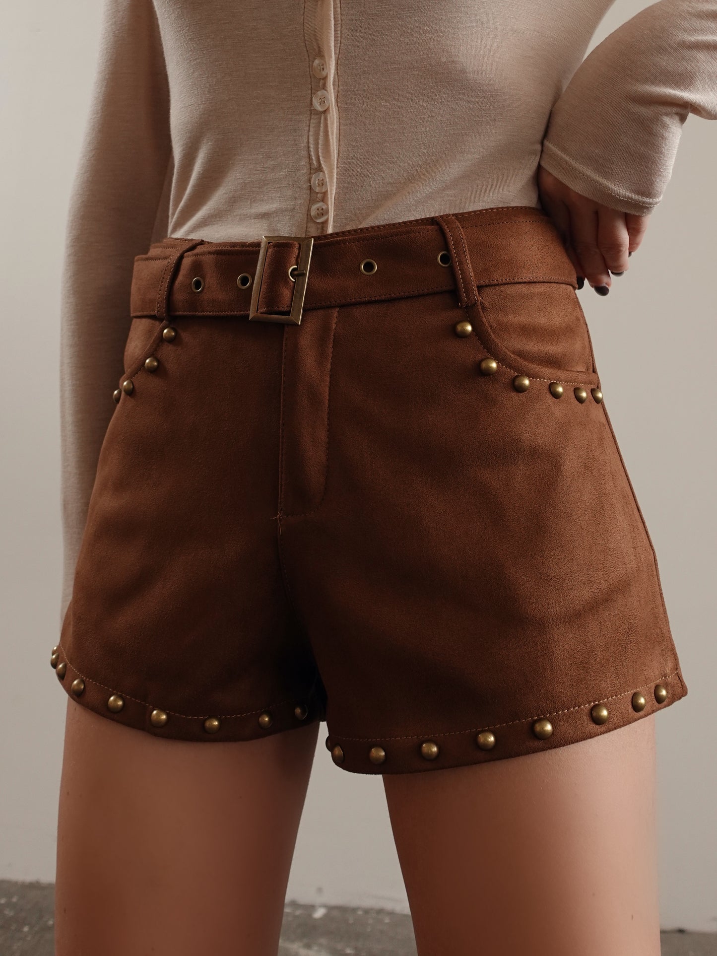 SHORTS IN ECO CAMOSCIO  EL PASO - TABACCO 19281