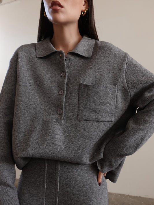 POLO IN MAGLIA CON TASCHINO - GRIGIO 7131