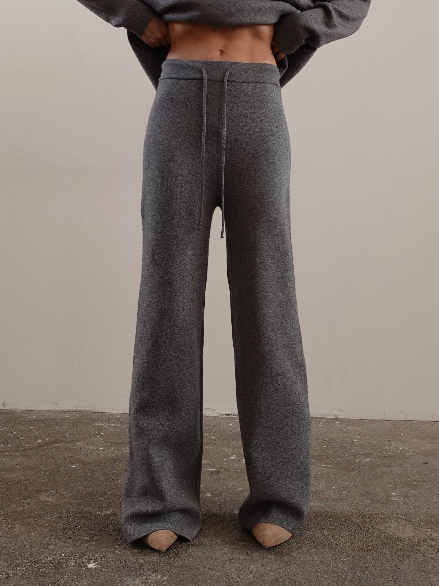 PANTALONI WIDE LEG IN MAGLIA - GRIGIO 7133