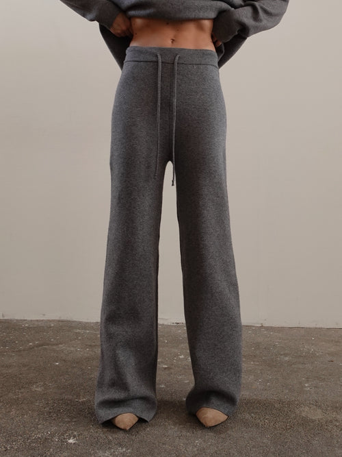 PANTALONI WIDE LEG IN MAGLIA - GRIGIO 7133